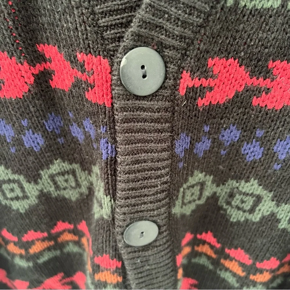 Vintage Fair Isle Print Sweater Cardigan